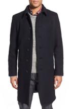 Men's Schott Nyc Wool Blend Officer's Coat, Size - Blue