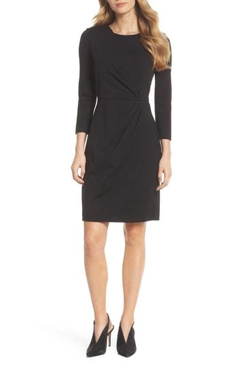 Women's Eliza J Faux Wrap Ponte Sheath Dress - Black