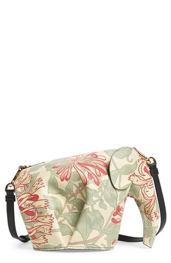 Loewe Mini Elephant Honeysuckle Print Leather Crossbody Bag - Beige