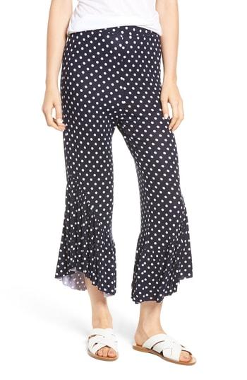 Women's Mimi Chica Ruffle Hem Wide Leg Crop Pants - Blue