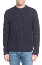 Men's Schott Nyc Regular Fit Cable Knit Crewneck Wool Blend Sweater