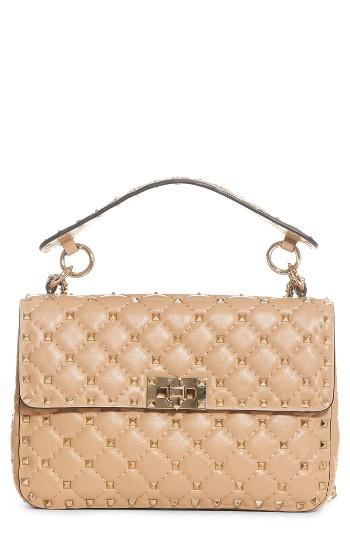 Valentino Garavani Rockstud Spike Medium Shoulder Bag - Brown