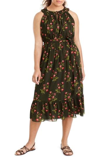 Women's J.crew Point Sur High Neck Ruffle Midi Dress