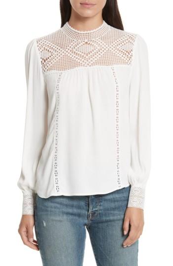 Women's Joie Ilse Crochet Yoke Silk Top - White