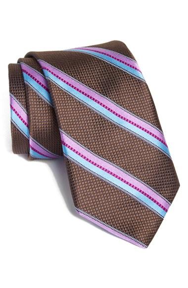 Men's Ted Baker London Stripe Woven Silk Tie, Size - Brown