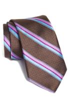 Men's Ted Baker London Stripe Woven Silk Tie, Size - Brown