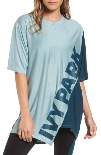 Women's Ivy Park Asymmetrical Logo Tee, Size - Blue