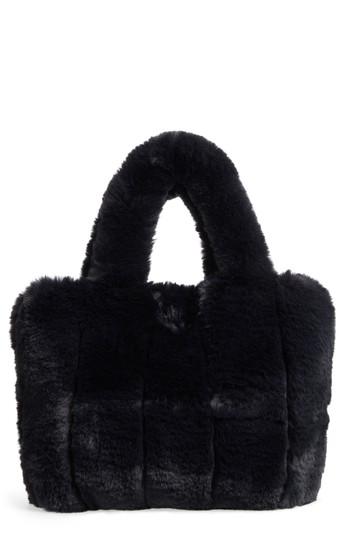 Street Level Faux Fur Tote - Black