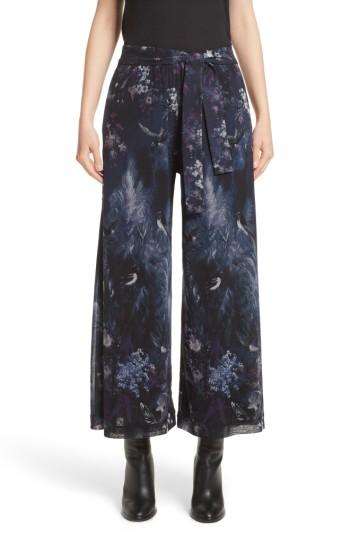 Women's Fuzzi Floral Print Tulle Belted Karate Pants - Purple