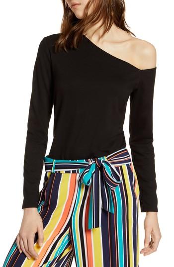 Women's Halogen One-shoulder Knit Tee - Black