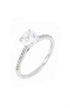 Women's Bony Levy Pave Diamond & Cubic Zirconia Four Prong Solitaire Ring