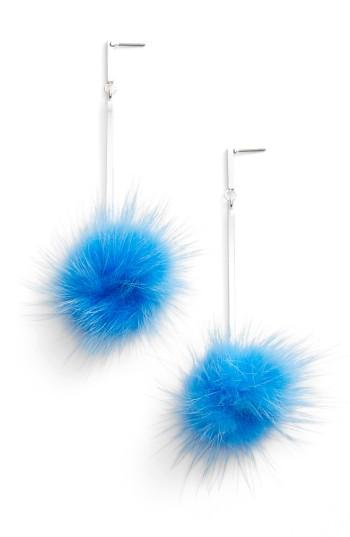 Women's Tuleste Genuine Mink Fur Pompom Earrings