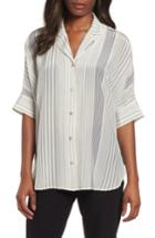 Women's Eileen Fisher Stripe Silk Shirt, Size - Ivory