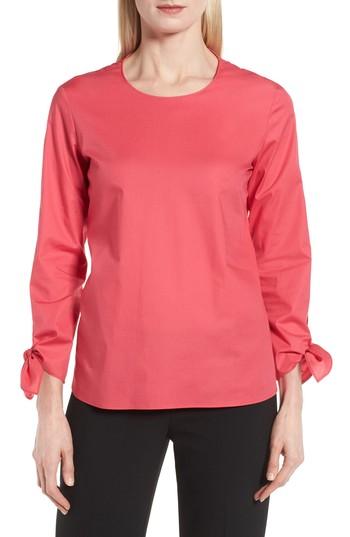 Women's Boss Isolema Stretch Cotton Bow Sleeve Top - Pink