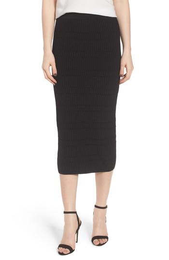 Women's Trouve Texture Stitch Tube Skirt - Black