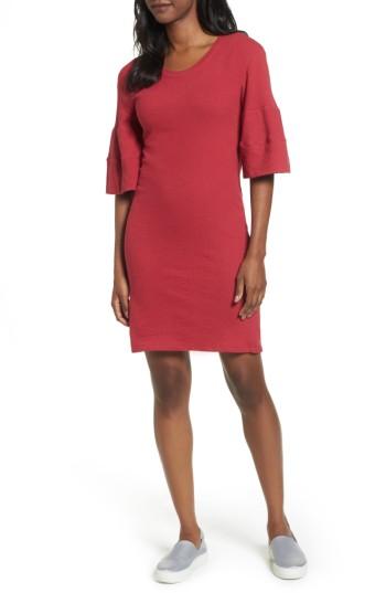 Women's Caslon Ruffle Sleeve Knit Dress - Red