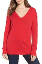 Women's Trouve Side Slit Sweater, Size - Red