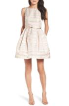 Petite Women's Eliza J Stripe Fit & Flare Dress P - Pink