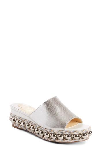 Women's Christian Louboutin Janibasse Embellished Platform Mule Us / 37eu - Metallic