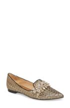 Women's Badgley Mischka Mandy Embellished Loafer Flat .5 M - Metallic