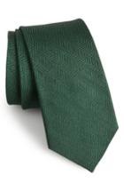 Men's The Tie Bar Verge Herringbone Wool & Silk Tie, Size X-long X-long - Green