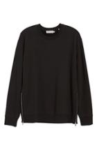 Men's Vince Side Zip Crewneck Sweatshirt, Size - Black