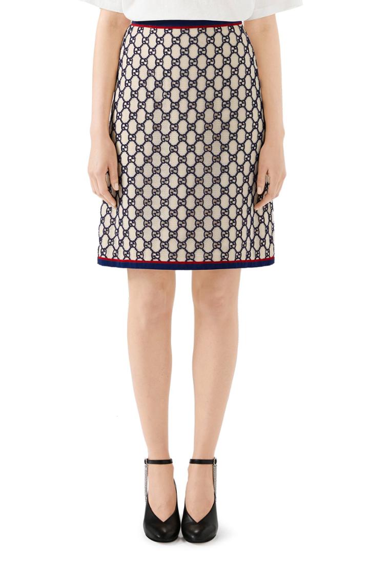 Women's Gucci Gg Macrame A-line Skirt Us / 40 It - Blue