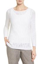 Women's Nic+zoe Sheer Dusk Cotton Blend Layering Sweater - White