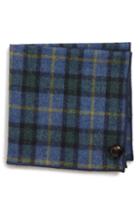Men's Armstrong & Wilson Nate Plaid Wool Pocket Square, Size - Blue