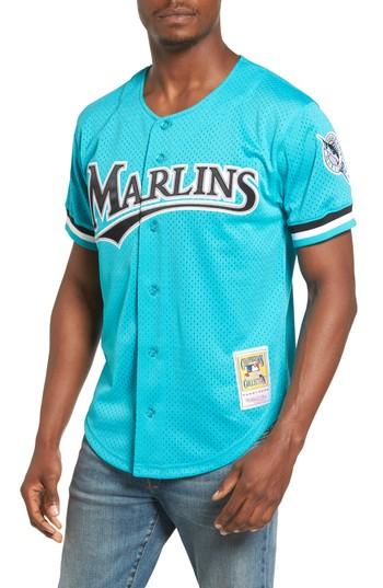 Men's Mitchell & Ness Andre Dawson Florida Marlins Authentic Mesh Jersey - Blue
