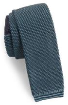 Men's Ted Baker London Birdseye Knit Silk Skinny Tie, Size - Blue/green
