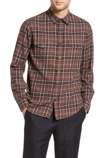 Men's Vince Regular Fit Plaid Sport Shirt - Brown