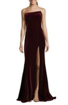 Women's Xscape Strapless Velvet Gown - Burgundy