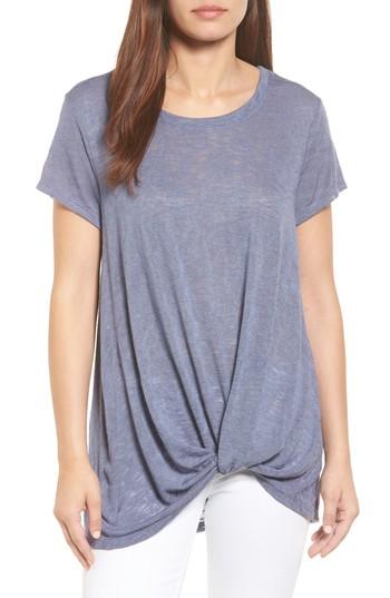 Women's Bobeau Jessica Twist Hem Slub Tee, Size - Grey