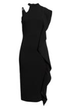 Women's Topshop Asymmetrical Ruffle Midi Dress Us (fits Like 0-2) - Black