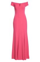Petite Women's Vince Camuto Notched Off The Shoulder Trumpet Gown P - Pink