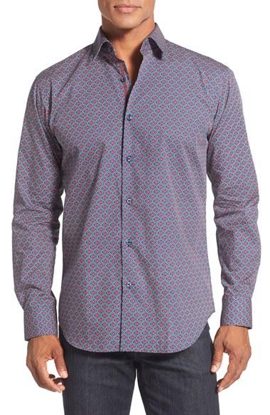 Men's Bugatchi Classic Fit Sport Shirt, Size - Purple