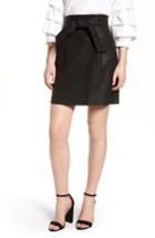 Women's Lost Ink Paperbag Faux Leather Miniskirt - Black