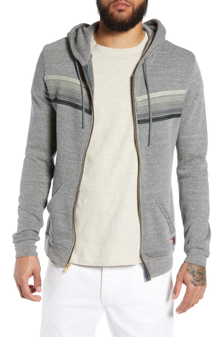Men's Aviator Nation 5-stripe Zip Hoodie - Grey