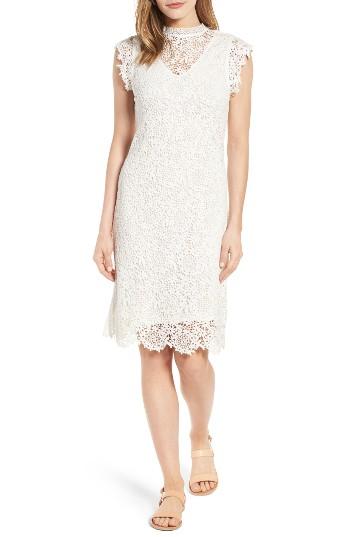 Women's Velvet By Graham & Spencer Cap Sleeve Lace Sheath Dress - White