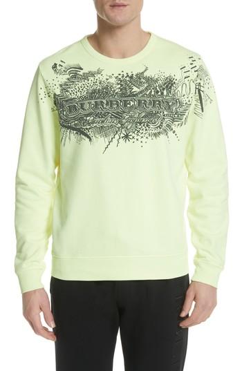 Men's Burberry Sauer Graphic Crewneck Sweatshirt - Yellow