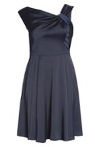 Petite Women's Gal Meets Glam Collection Noelle Twist Neck Satin Dress P - Blue