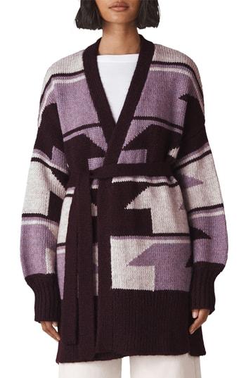 Women's Whistles Intarsia Wrap Cardigan - Purple