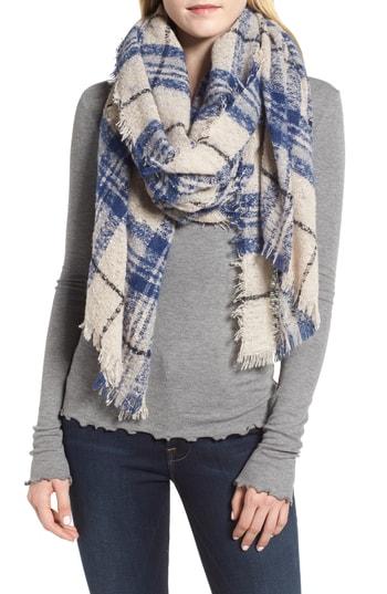 Women's Sole Society Mixed Plaid Scarf, Size - Blue