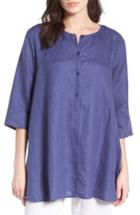 Women's Eileen Fisher A-line Organic Linen Tunic, Size - Blue