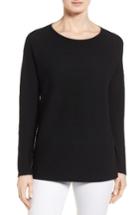 Women's Eileen Fisher Boxy Ribbed Wool Sweater, Size - Black
