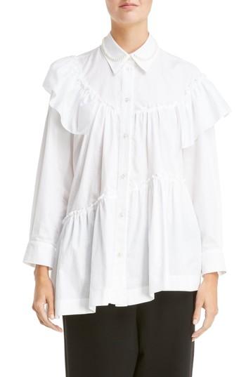 Women's Simone Rocha Beaded Frill Shirt Us / 6 Uk - White