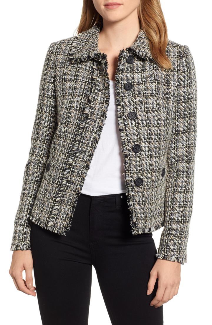 Women's Karl Lagerfeld Tweed Peter Pan Collar Jacket