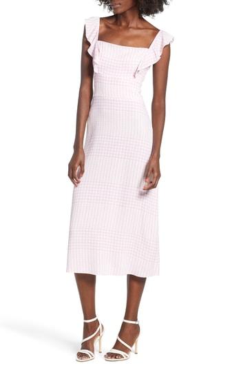 Women's Afrm Haidee Ruffle Midi Dress - Pink