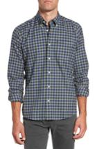 Men's Barbour Moss Check Flannel Sport Shirt, Size - Green